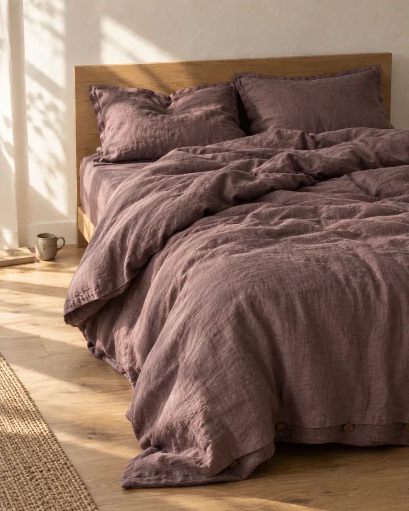 Serenity Stonewashed Linen Bedding Set — in the bedroom
