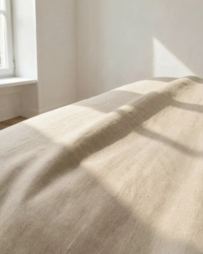 Dune Crisp Percale Bedding Set — fabric close up