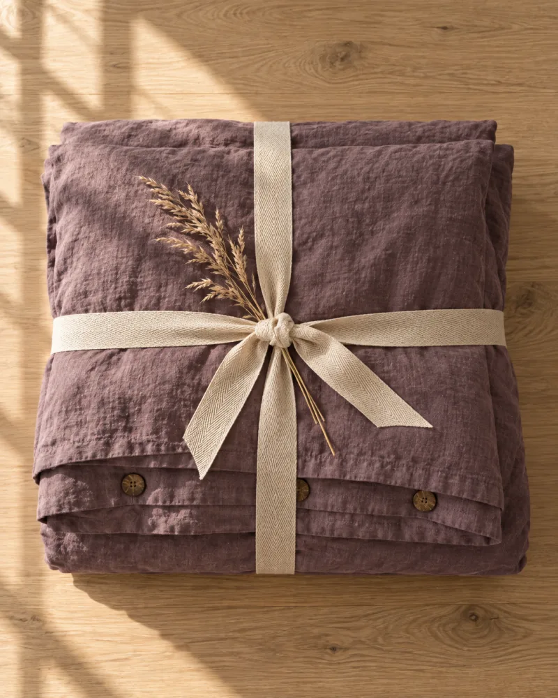 Serenity Stonewashed Linen Bedding Set — gift wrapped