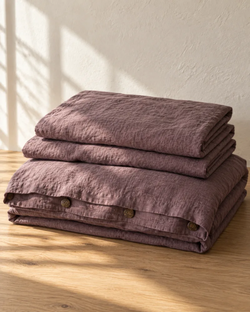 Serenity Stonewashed Linen Bedding Set — folded