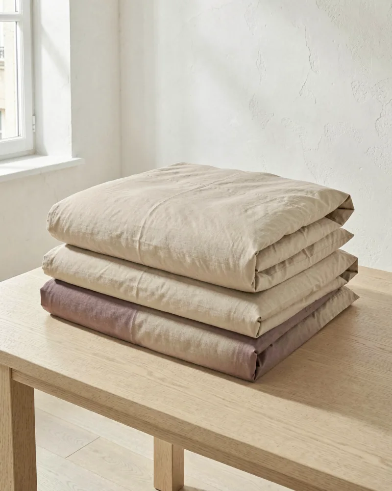 Dune Crisp Percale Bedding Set — folded
